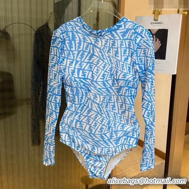 ​Classic Inexpensive Fendi Long Sleeve Swimwear 0307 Sky Blue 2024