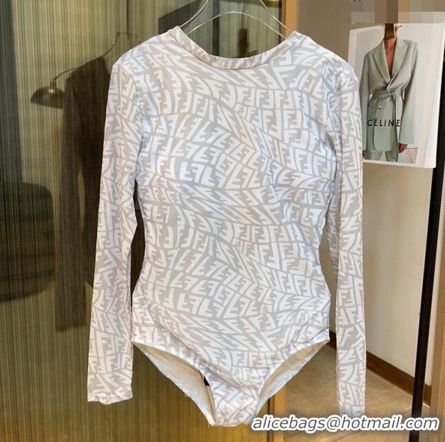 ​Well Crafted Fendi Long Sleeve Swimwear 0307 Grey/White 2024