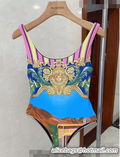 Youthful Versace One Piece Swimwear 0307 Blue/Multicolor 2024