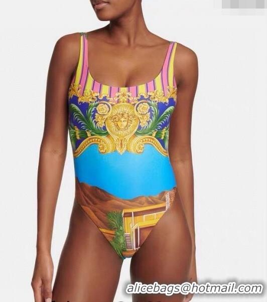 Youthful Versace One Piece Swimwear 0307 Blue/Multicolor 2024