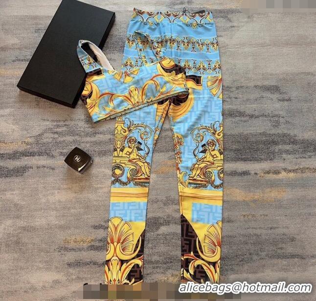 Unique Style Versace x Fendi Fendace Yoga Activewear 0307 Blue/Yellow 2024