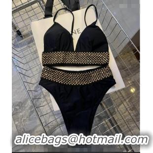 Original Cheap Versace Wide Chain Two Pieces Swimwear 0307 Black 2024