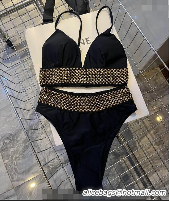 Original Cheap Versace Wide Chain Two Pieces Swimwear 0307 Black 2024