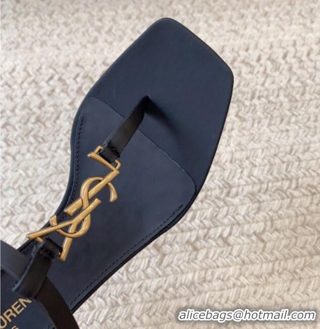 Good Product Saint Laurent Cassandra Sandals 6cm in Matte Calfskin Black/Gold 228049