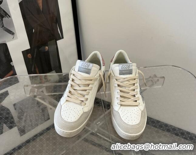 Unique Style Golden Goose Ball Star Sneakers with silver glitter star and pink glitter heel tab 129004