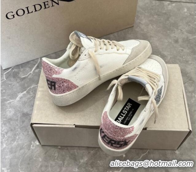 Unique Style Golden Goose Ball Star Sneakers with silver glitter star and pink glitter heel tab 129004