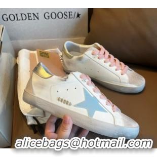 Grade Golden Goose GGDB Super-Star Leather Sneakers White/Blue/Pink 030401