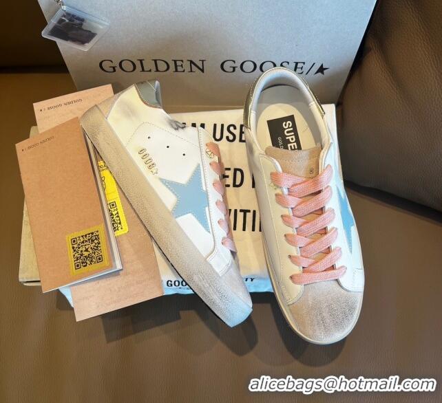 Grade Golden Goose GGDB Super-Star Leather Sneakers White/Blue/Pink 030401