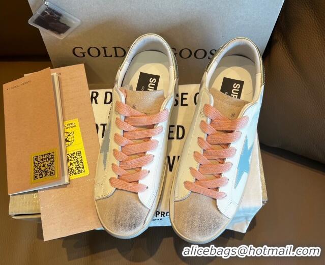 Grade Golden Goose GGDB Super-Star Leather Sneakers White/Blue/Pink 030401