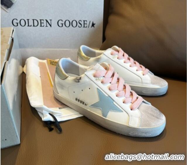 Grade Golden Goose GGDB Super-Star Leather Sneakers White/Blue/Pink 030401