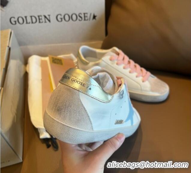 Grade Golden Goose GGDB Super-Star Leather Sneakers White/Blue/Pink 030401