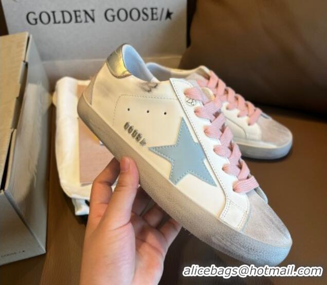 Grade Golden Goose GGDB Super-Star Leather Sneakers White/Blue/Pink 030401