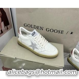 Good Looking Golden Goose GGDB Ball Star Sneakers in White Calfskin and Crystals Star 328098