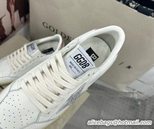 Good Looking Golden Goose GGDB Ball Star Sneakers in White Calfskin and Crystals Star 328098