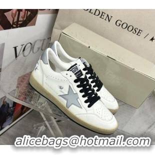 Popular Style Golden Goose GGDB Ball Star Sneakers in White Calfskin and Grey Reflective Star 328103