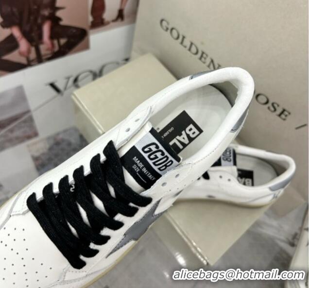 Popular Style Golden Goose GGDB Ball Star Sneakers in White Calfskin and Grey Reflective Star 328103