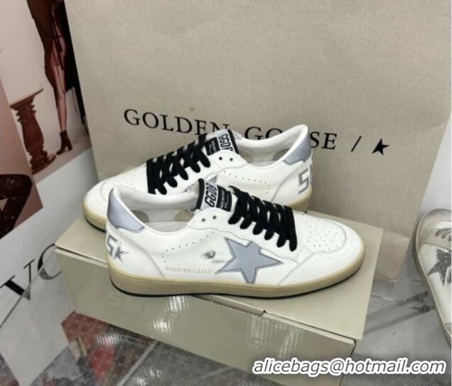 Popular Style Golden Goose GGDB Ball Star Sneakers in White Calfskin and Grey Reflective Star 328103