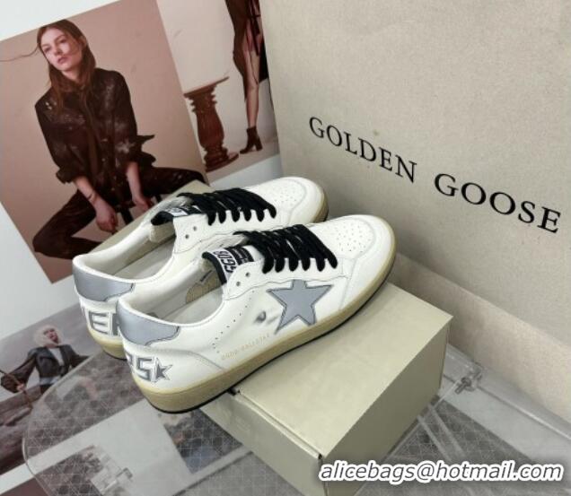 Popular Style Golden Goose GGDB Ball Star Sneakers in White Calfskin and Grey Reflective Star 328103