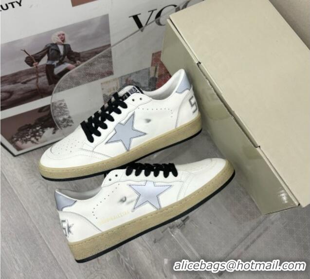 Popular Style Golden Goose GGDB Ball Star Sneakers in White Calfskin and Grey Reflective Star 328103