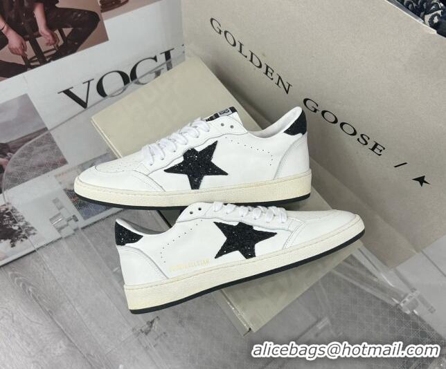 Top Design Golden Goose GGDB Ball Star Sneakers in White Calfskin and Dark Green Glitter Star 328106