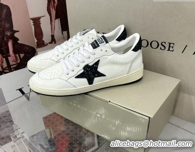 Top Design Golden Goose GGDB Ball Star Sneakers in White Calfskin and Dark Green Glitter Star 328106