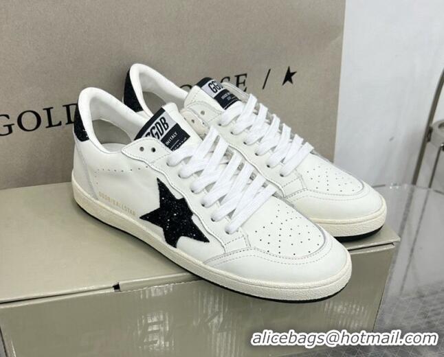 Top Design Golden Goose GGDB Ball Star Sneakers in White Calfskin and Dark Green Glitter Star 328106