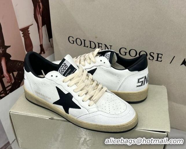 Good Product Golden Goose GGDB Ball Star Sneakers in White Calfskin and Black Leather Star 328108