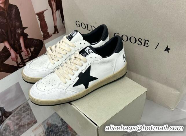 Good Product Golden Goose GGDB Ball Star Sneakers in White Calfskin and Black Leather Star 328108