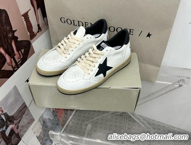 Good Product Golden Goose GGDB Ball Star Sneakers in White Calfskin and Black Leather Star 328108