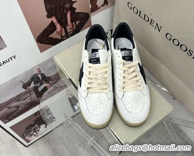 Good Product Golden Goose GGDB Ball Star Sneakers in White Calfskin and Black Leather Star 328108