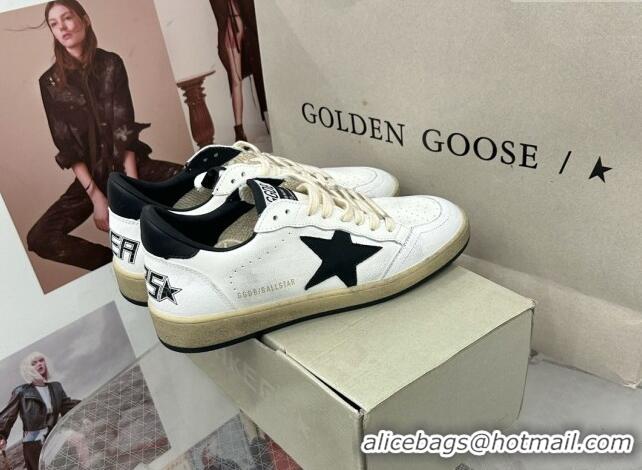 Good Product Golden Goose GGDB Ball Star Sneakers in White Calfskin and Black Leather Star 328108