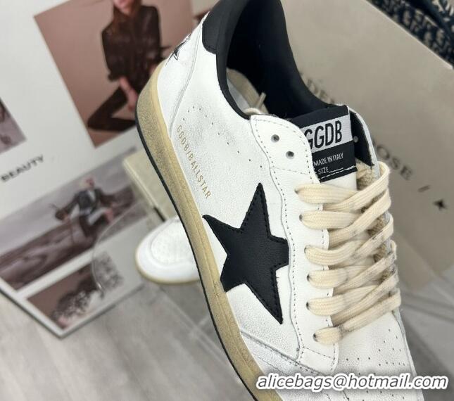 Good Product Golden Goose GGDB Ball Star Sneakers in White Calfskin and Black Leather Star 328108