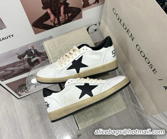 Good Product Golden Goose GGDB Ball Star Sneakers in White Calfskin and Black Leather Star 328108