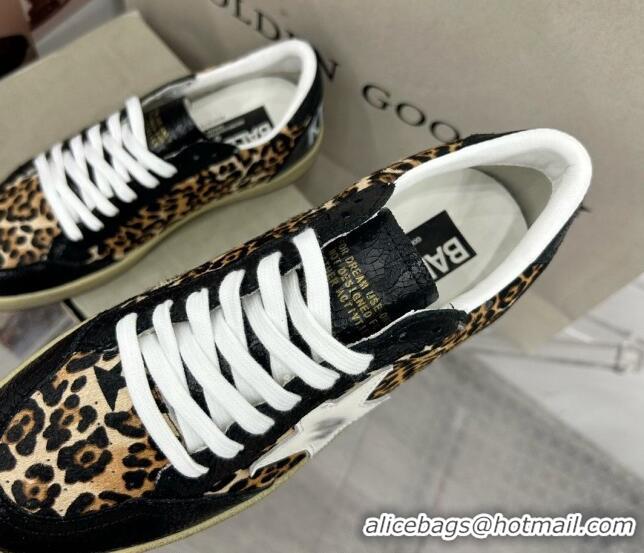 Low Cost Golden Goose GGDB Ball Star Sneakers in Leopard Print and Black Crinkled Leather 328109