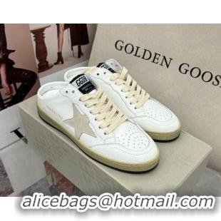 Pretty Style Golden Goose GGDB Ball Star Open Back Sneakers in White Calfskin 328110