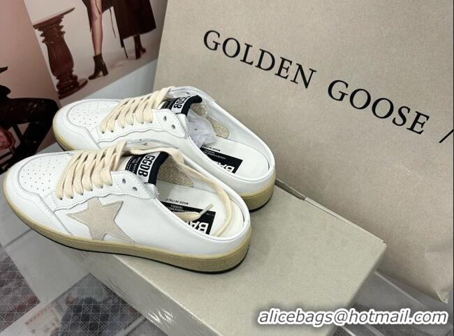 Pretty Style Golden Goose GGDB Ball Star Open Back Sneakers in White Calfskin 328110