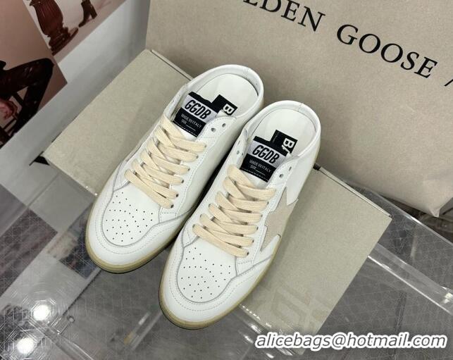 Pretty Style Golden Goose GGDB Ball Star Open Back Sneakers in White Calfskin 328110