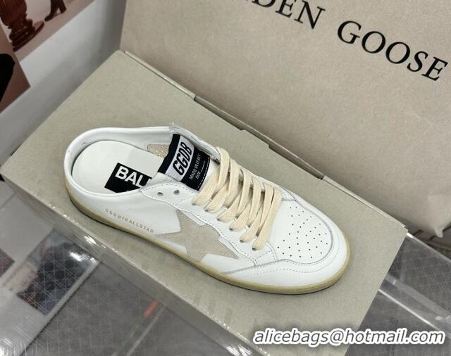 Pretty Style Golden Goose GGDB Ball Star Open Back Sneakers in White Calfskin 328110