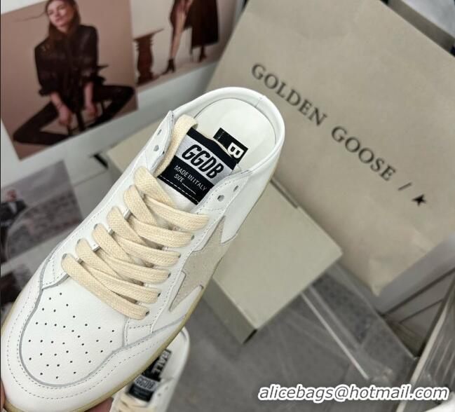 Pretty Style Golden Goose GGDB Ball Star Open Back Sneakers in White Calfskin 328110