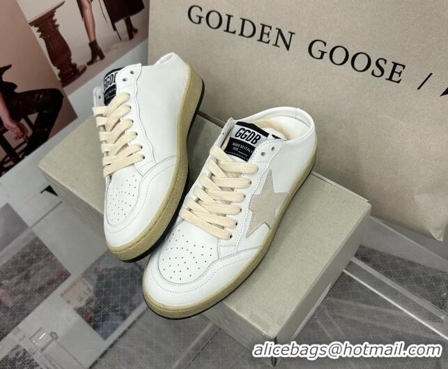 Pretty Style Golden Goose GGDB Ball Star Open Back Sneakers in White Calfskin 328110