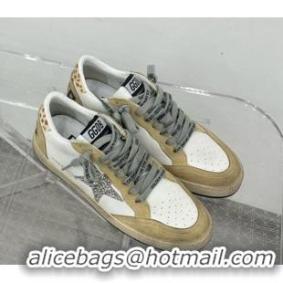 Good Quality Golden Goose GGDB Ball Star Sneakers in White Calfskin and Yellow Suede 328111