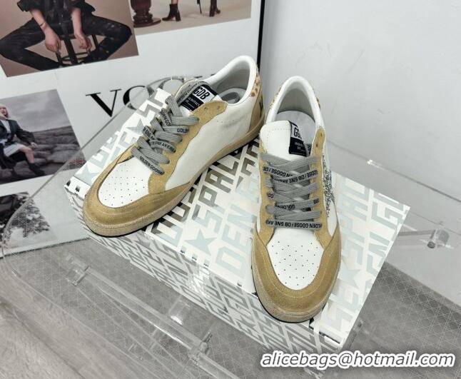 Good Quality Golden Goose GGDB Ball Star Sneakers in White Calfskin and Yellow Suede 328111