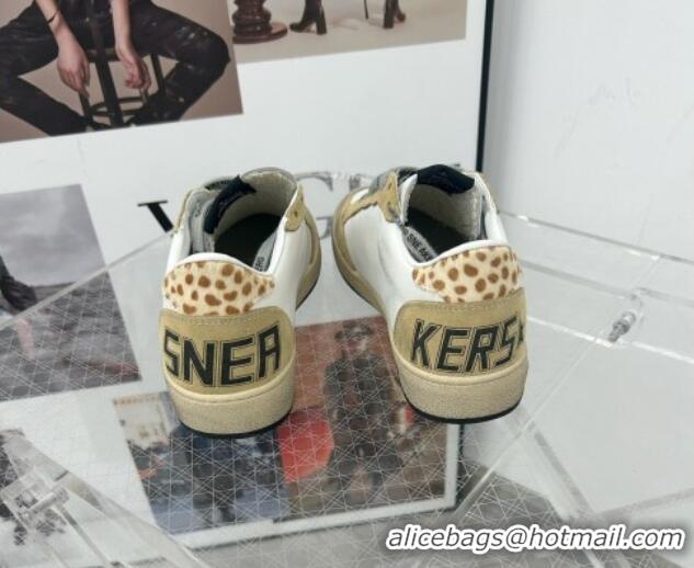 Good Quality Golden Goose GGDB Ball Star Sneakers in White Calfskin and Yellow Suede 328111