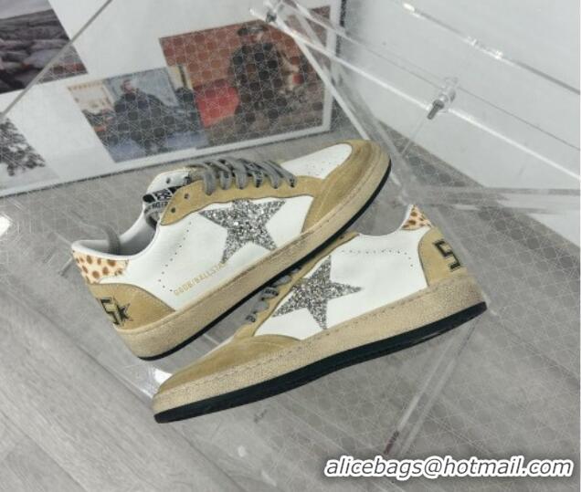 Good Quality Golden Goose GGDB Ball Star Sneakers in White Calfskin and Yellow Suede 328111