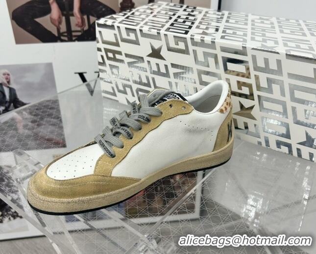 Good Quality Golden Goose GGDB Ball Star Sneakers in White Calfskin and Yellow Suede 328111