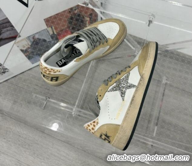 Good Quality Golden Goose GGDB Ball Star Sneakers in White Calfskin and Yellow Suede 328111