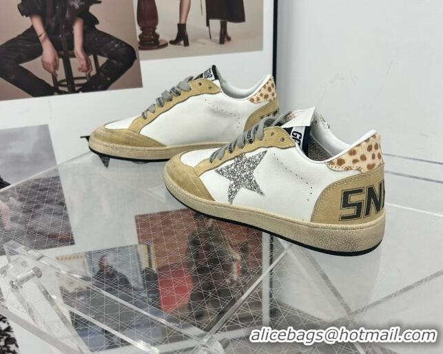 Good Quality Golden Goose GGDB Ball Star Sneakers in White Calfskin and Yellow Suede 328111