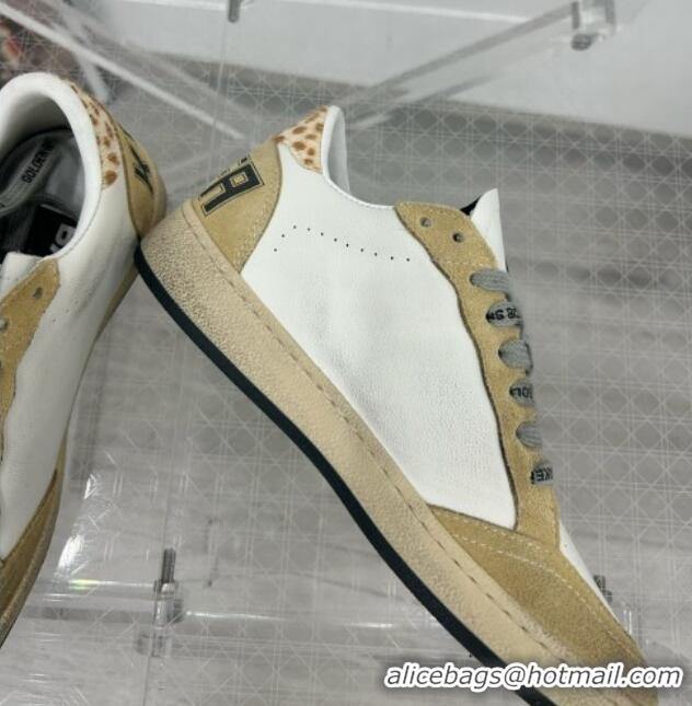 Good Quality Golden Goose GGDB Ball Star Sneakers in White Calfskin and Yellow Suede 328111