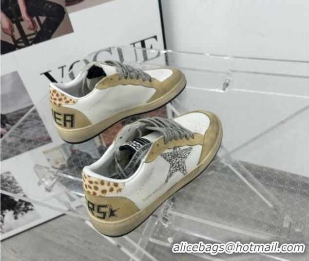 Good Quality Golden Goose GGDB Ball Star Sneakers in White Calfskin and Yellow Suede 328111