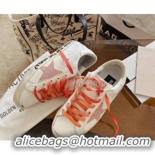 Purchase Golden Goose GGDB Super-Star Sneakers in White Calfskin and Pink Star 328119